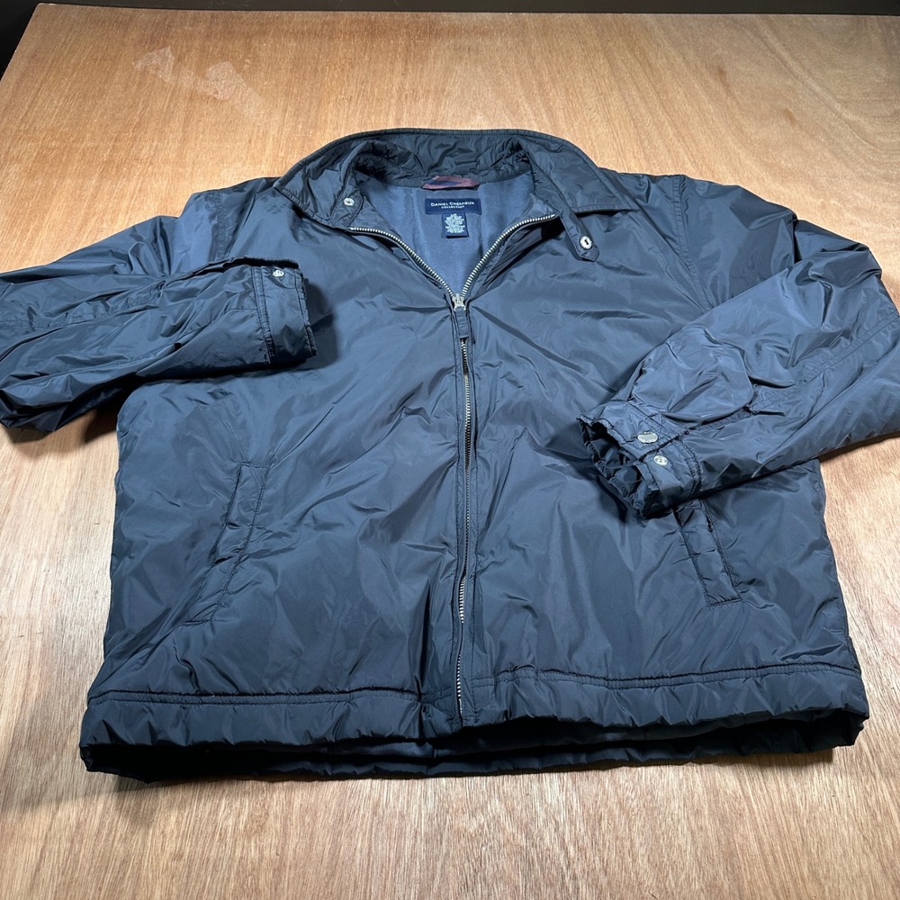 Daniel Cremieux Jacket Mens Large Black Lightweight Full Zip Nylon Outerwear